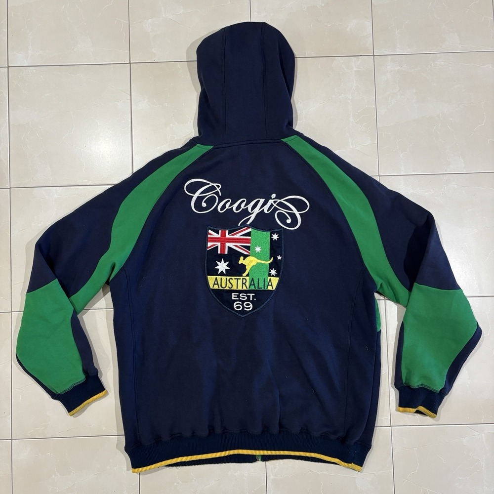 Rare Coogi Australia Expedition Hoodie Sweatshirt 90s Y2K Men's 2XL Blue Ski